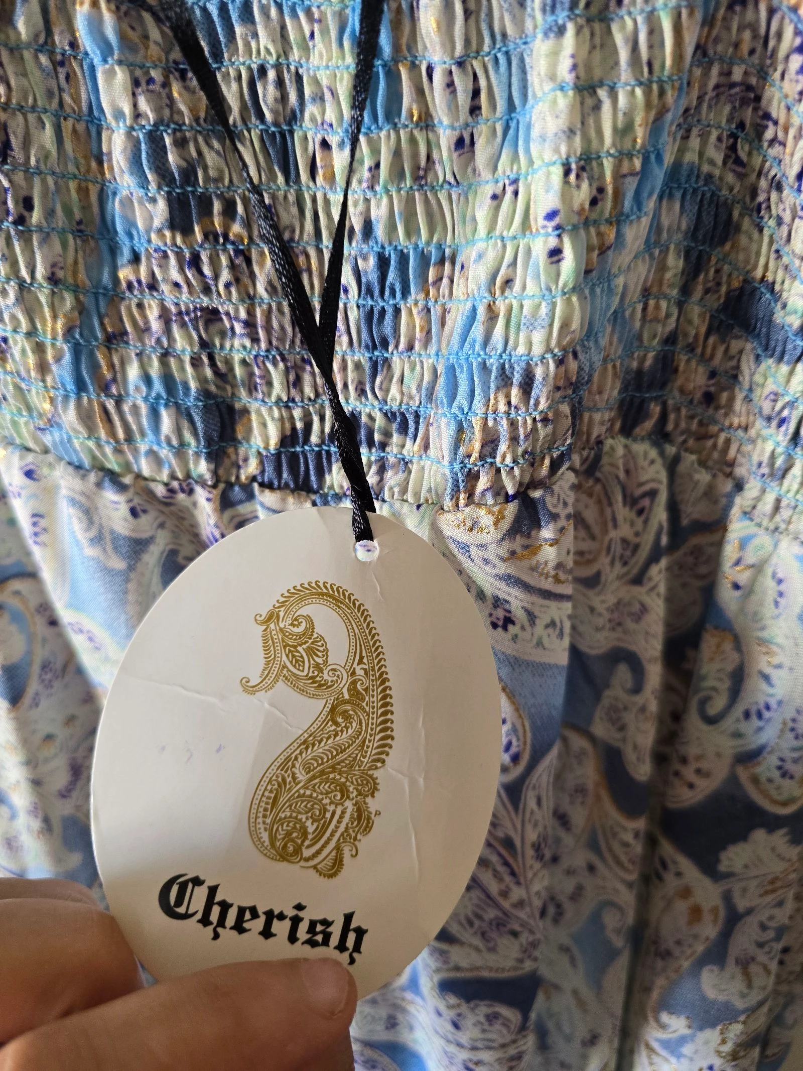 Blue and gold pasley boho maxi dress Cherish – photo 8